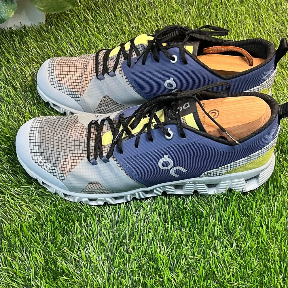 On Running Men's Sneakers in Blue, Gray & Yellow Accent